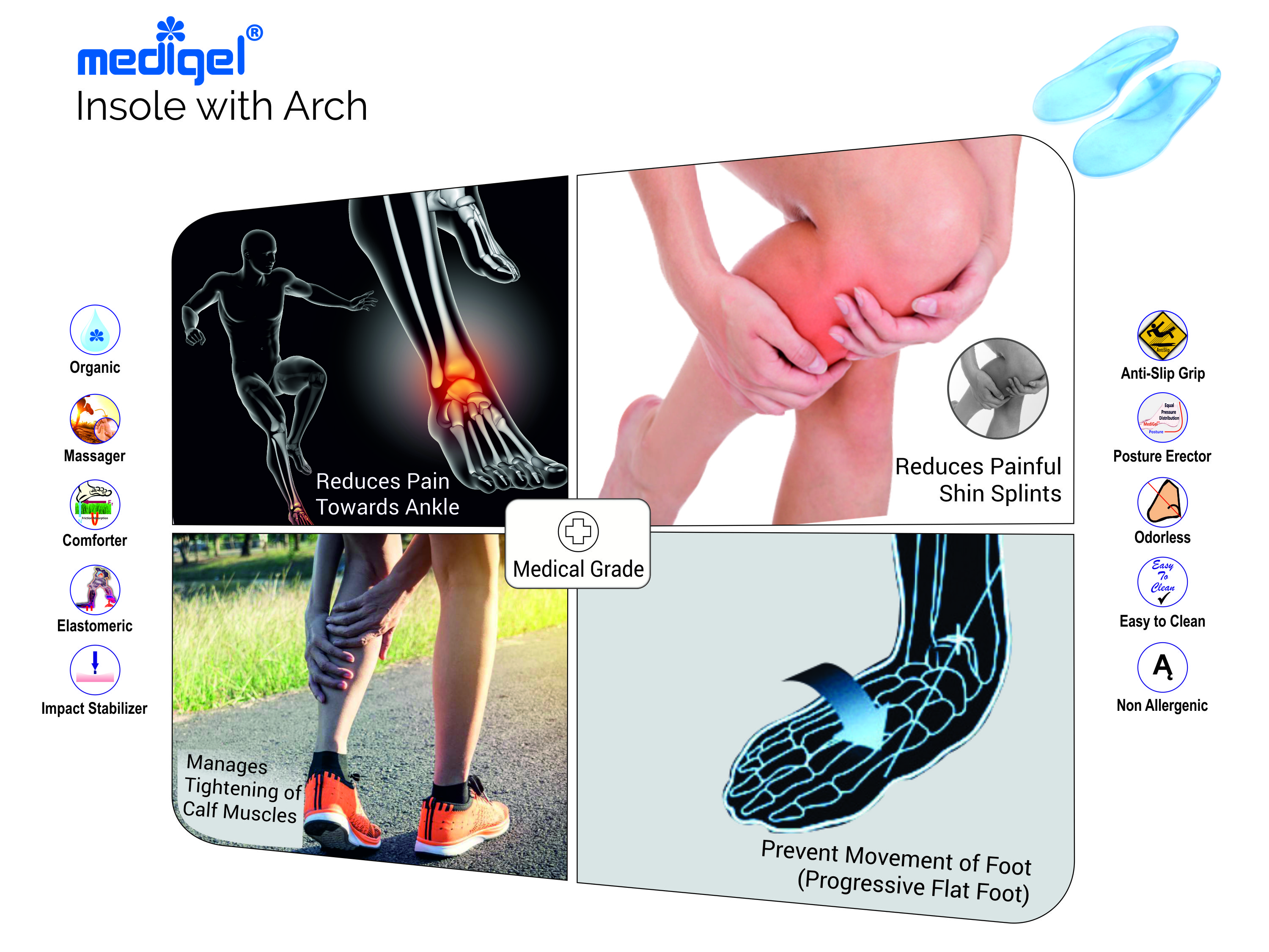 Medigel® Insole with Arch(Small, Medium, large)