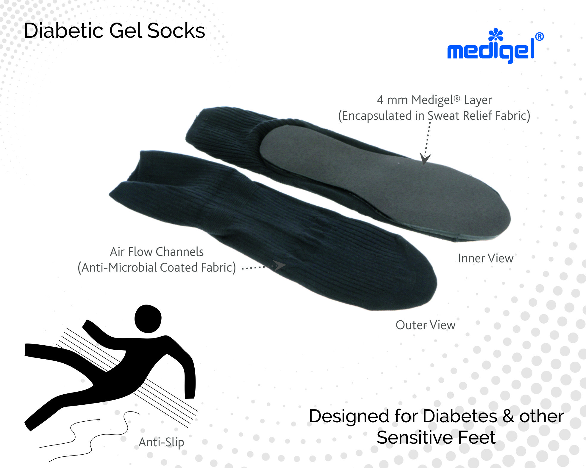 Medigel® Diabetic Gel Socks (Small, Medium, Large)