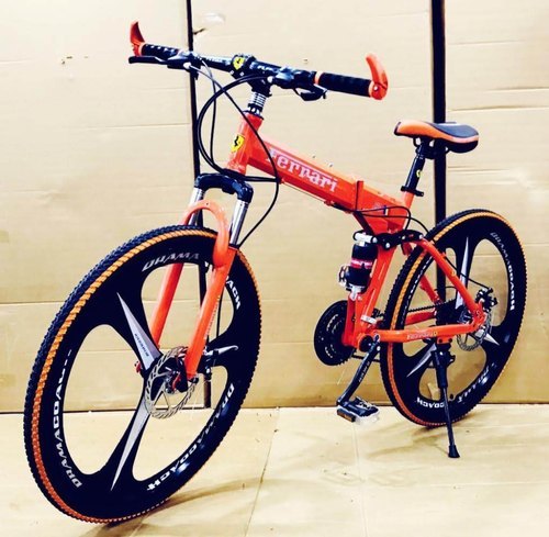 Carbon Steel Ferrari Orange Foldable Cycle, Size: 36 Inch